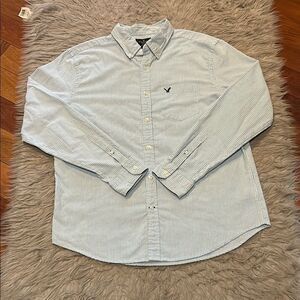 American Eagle Outfitters Blue And White Casual Button Down Shirt